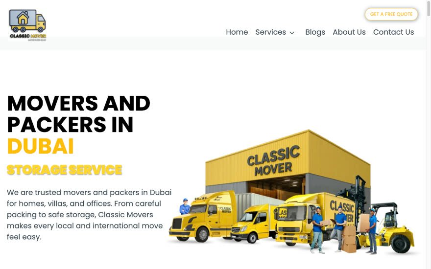 Classic Mover Dubai homepage
